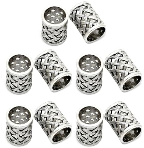 ISTOVO 10X Vintage Antike Bronze Haar Zopf Bart Dreadlock Perlen Ringe Rohr Wikinger Rune Charm AnhäNger für DIY Halskette Schmuck