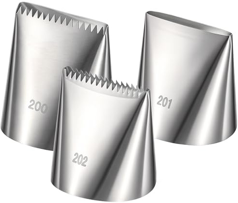 3 PCS Piping Tips for Cake Decorating, Large Frosting Piping Kit Stainless Steel Icing Piping Nozzles for Cookie Cupcake Baking Buttercream Supplies