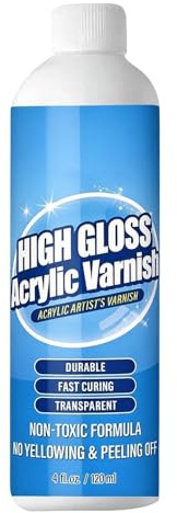 Klarlack für Acrylmalerei, 120 ml Hochglanz UV-beständig und vergilbungsfrei, Klarlack für Acrylfarben, für Maler, Hobbykünstler, Anfänger und Profis, Bastler, DIY, Kunst sowie Heimstudio