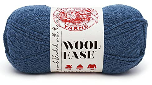 Lion Brand Yarn Wool-Ease, Soft, Worsted Weight Wool Blend Yarn for Knitting, Crochet, and Crafts, Denim, 1 Pack