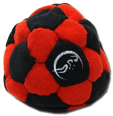 Pro Hacky Sack 32 Paneelen (Schwarz/Rot) Profi Freestyle Footbag! Hacky Sack für Anfänger und Profis, ideal für Stände, Fänge, Verzögerungen u. Tritte!