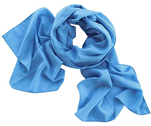 Dolce Abbraccio Damen Schal Stola Halstuch Tuch aus Chiffon für Frühling Sommer Ganzjährig Hellblau Blau