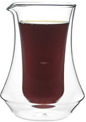 KRUVE Pique Coffee Carafe - Elegant Double-Wall Glass Design, 10oz (300ml) Capacity for Perfectly Brewed Coffee, Ideal for Entertaining Guests, Keeps Your Brew Hot and Hands Cool