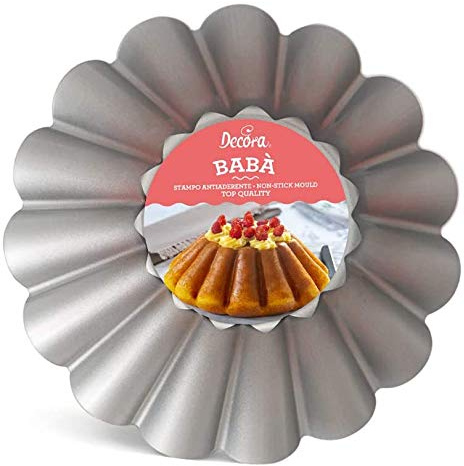 Dream' s Party Teglia Stampo Babà Baba' Tonda Tondo Svasato - Ø24 x H8 cm - in Acciaio Antiaderente - tegame da Forno Professionale per Torte e Dolci