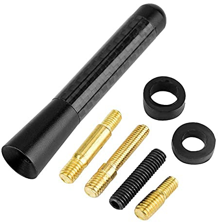 EVGATSAUTO Car Antenna, 3 Carbon Fiber Screw Radio Short Antenna Suitable for Universal (Black)