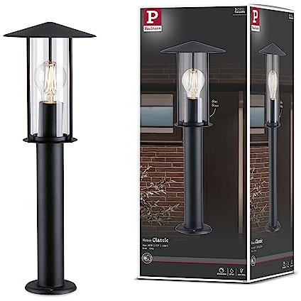 Paulmann 94397 luminaire d'extérieur borne lumineuse Classic IP44 gradable éclairage extérieur Gris foncé lampe d'extérieur métal verre lampe de jardin E27