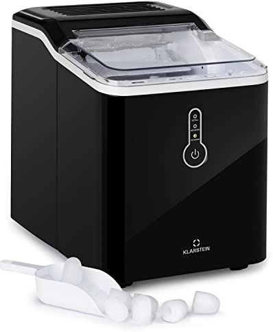 Klarstein 1.5L Small Ice Maker Machine, Counter Top Ice Machine For Home and Kitchen, Fast Operation, Makes 12 kg of Large-Sized Cubes, Touch Controls, Easy To Clean Countertop Cube Maker