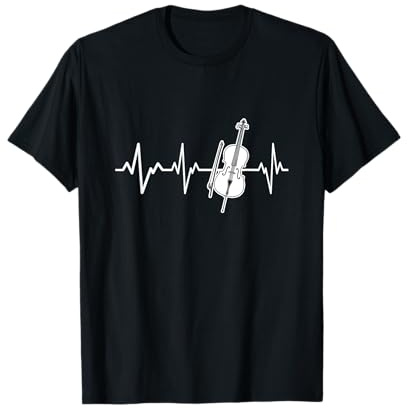 Violoncello battement de cœur cadeau instrument violoncelle joueur de violoncelle T-Shirt