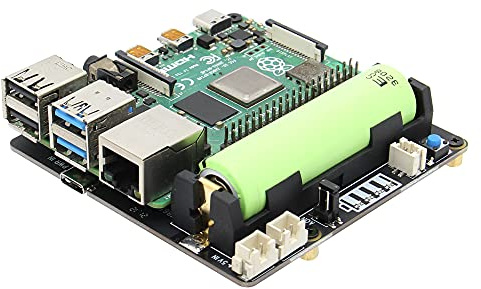 Geekworm X703 18650 UPS Shield HAT for Raspberry Pi 4 8GB/4GB/2GB Only | Ultra-compact, Auto Power On, NOT supports software safe shutdown, NOT included RPi4 or Batteries