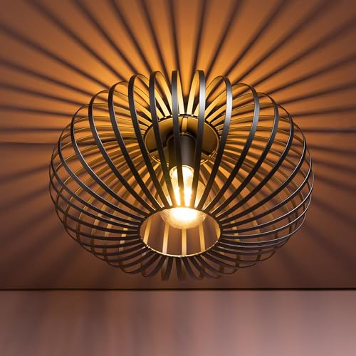 Lightbox Retro Deckenlampe mit besonderem Lichteffekt durch Gitter | Retro Deckenlampe mit besonderem Lichteffekt durch Gitter Lampen-Schirm | Ø 40 cm | dimmbare Deko Deckenleuchte | E27