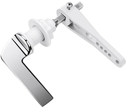 Fantasyon Zinc Alloy Toilet Flush Handle Replacement, Universal Fit Toilet Cistern Handle Chrome Plated Replacement Metal Toilet Flush Lever(White)