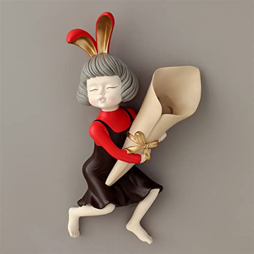 KASUK Wandvase, Dekoration, Heimdekoration, Hasenstatue, Wanddekoration mit Blumenvase, Raumdekoration, Vase, Wandpflanzer Lucky Statue (Color : C)
