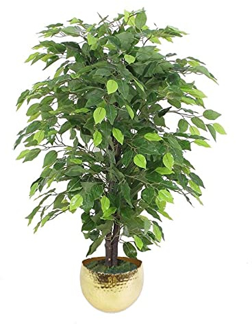 Leaf Design UK Künstliche realistische Topfpflanzen, grün, buschig, Ficus-Gold, 90 cm