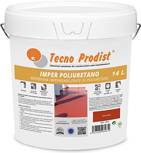 Tecno Prodist IMPER POLIURETANO (14 Litros) ROJO TEJA - Membrana de Poliuretano Impermeabilizante para Terrazas muy elástica - Durabilidad y resistencia a la intemperie (A Rodillo o brocha)