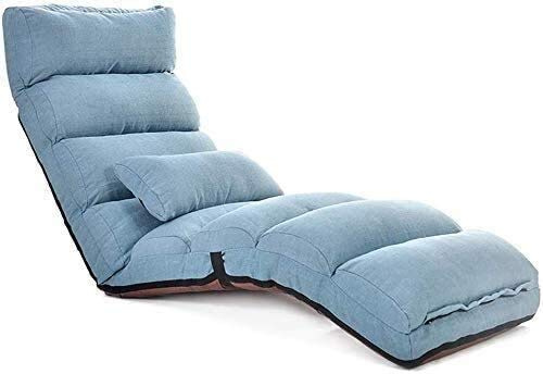 Sun Lounger Reclining Chairs Lazy Sofa Bed/Cotton Sofa Chair Floor/Leisure Japanese Deck Chair/Back Chair Bay Window Office Living Room - Folding / 6 Gear Adjustment/Detachable Sun Lounger Chair,Blue