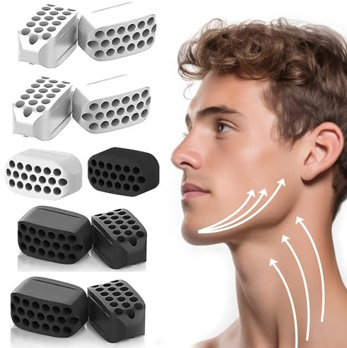 Pizens Jawline Trainer Kiefertrainer, 10 Stück, Schwarz-Weiß | Jaw Exerciser, Lebensmittelechtes Silikon, Für Frauen und Männer, Schöne Kieferlinie