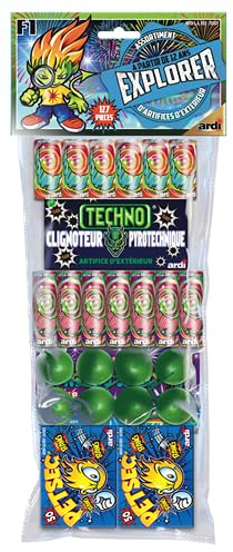 SPARKLERS CLUB Assortiment PETARDS 127 Pièces Assortiment Explorer®, Idéal pour Vos évènements Entre Amis, Effet et Ambiance Festive Garantie - Catégorie T1