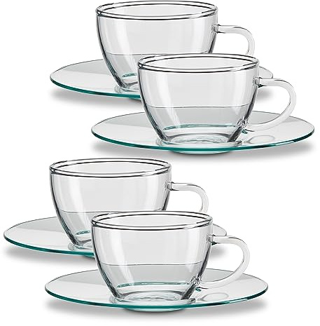 Peill+Putzler Germany 4er Set Espressotassen 100ml, Gläser mit Henkel, spülmaschinengeeignet, robuste Kaffeegläser aus Borosilikatglas für Espresso, hitze- & kältebeständig