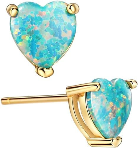 Michooyel Damen Opal Ohrstecker 925 Sterling Silber 5mm Runde Ohrstecker Opal für Damen Hypoallergener Schmuck