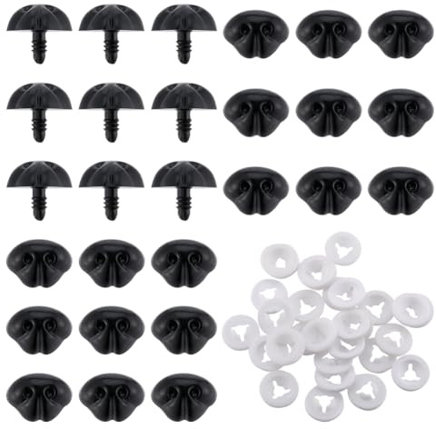 GORGECRAFT 1 Box 30Stk Kunststoff-Puppennasen Schwarz Sicherheit Zum Basteln Nähen von Hundebärennasen Mit Unterlegscheiben Häkel-Teddy-Zubehör Für Welpen Puppen Plüschtiere Puppenherstellung 23 mm