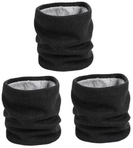 PACKOVE 3stücke Doppellagiger Winddichter Halswärmer Schal Für Damen Und Herren Stylischer Rundschal Klassischem Schwarz Für Herbst Und Winter Mit Kuscheligem Innenfutter Für