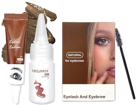 EONFAVE Coffee Color Augenbrauenfarbe, 2in1 Augenbrauen und Wimpern Gel, Färbung von Wimpern und Augenbrauen, Wasserdicht Schnell Trocknend, Einfach zu Verwenden, für Alle Arten von