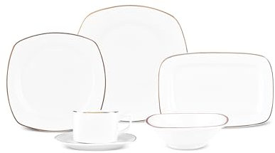 Karaca Padoca Porcelain Dinnerware Sets - 26-Piece Dinner Set - White Kitchen Plates and Bowls Set - Dining Set for 6 People, Dinner Plates, Pasta Bowls, Salad Bowl, Side Plates Modern Crockery