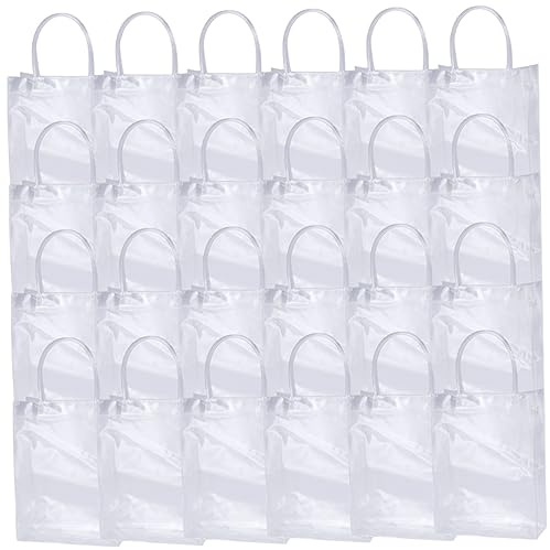 OHPHCALL Buste Regalo Plastica in Pvc Trasparente Manici, Riutilizzabili e Pratiche, 24 Pezzi, per Bomboniere e Feste