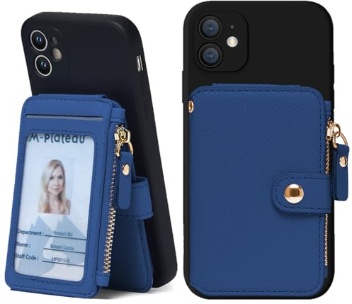 M-Plateau Phone Wallet Stick On, Credit Card Holder for Women Attachable 3M Sticker,Phone Card Holder Compatible with iphone 15 pro case and Most Smartphones (Dark Blue)