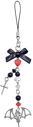 CANNXI Schlüsselanhänger, Halloween, Gothic, Punk, Fledermaus, Handyanhänger für Damen und Herren, Handykette, Schleife, Herz, Schlüsselband, Stil 3, One size
