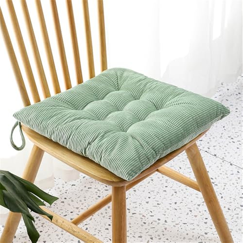 Morbuy Einfarbig Sitzkissen, Sitzkissen Outdoor & Indoor, Weiches stuhlkissen mit Bändern, Wendbar Sitzauflagen Gartenmöbel, Steppkissen Stuhlkissen für Esszimmer (40x40cm-1pc,Grün)