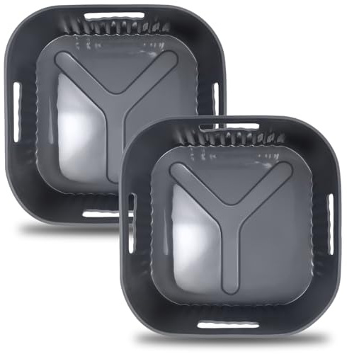 20CM Molde Silicona Freidora de Aire, 2PCS Cuadrado Accesorios Freidoras de Aire para COSORI 4,7L, Cecotec 5,5L, Moulinex 5L, Reutilizable Accesorios Freidora sin Aceite en lugar de Papel de Horno
