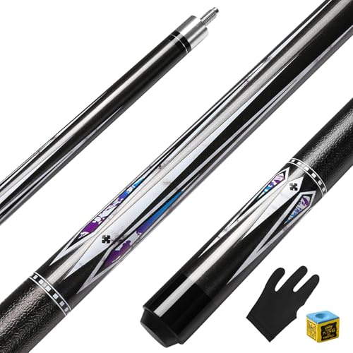 ASMPCUE Pool Queue, 58 Zoll Billard Queue Hardwood Pool Cue 13mm Spitzen für Professionelle Billardspieler, 1/2 Queue Sticks für Billard Tisch Sport