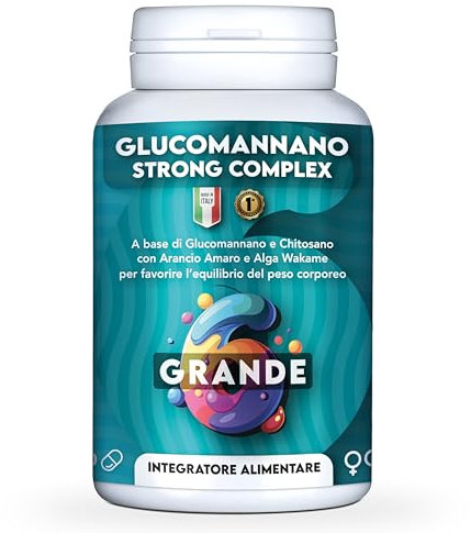 GRANDE 6 Glucomannano Forte 210 Capsule | Integratore Blocca Fame e Inibitore della Fame, Controllo Fame Nervosa con Chitosano, Arancio Amaro, Wakame, Carciofo e altri estratti naturali. Made in Italy