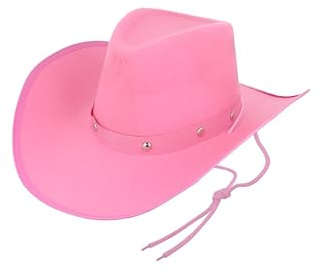HENBRANDT Cowboyhut für Erwachsene, mit silberfarbenen Nieten und Kinnkordel, für Western-Cowgirl-Kostüm, Zubehör