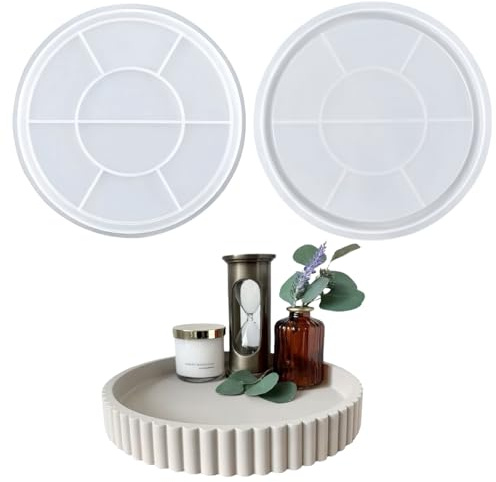 Augesak Silikonform Tablett Rund, Gießformen Untersetzer, Epoxidharz Silikonformen, Resin Formen, Gipsformen Betonformen für Untersetzer Tablett Kerzenhalter DIY Bastelprojekte Heimdekoration