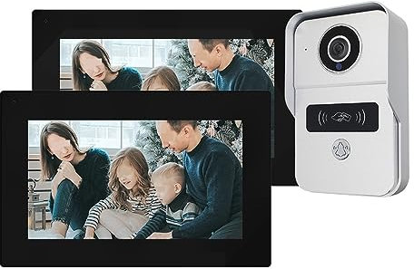 SMTYXS Interphone Vidéo Intelligent 1080p 10 Pouces 7 Pouces Interphone Vidéo WiFi Sonnette 140 ° Portier Électronique avec Caméra Wi FI(2-7inch-kw02 Add 32G TF Card)