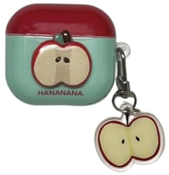 GULVQYF Graziosa custodia per auricolari per AirPods 4, design divertente e creativo con motivo mele con portachiavi, per donne e ragazze, custodia protettiva per Air Pod 4a generazione (C)