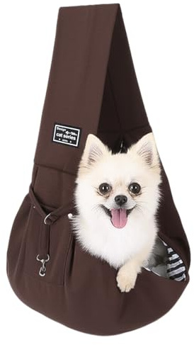 Halinuia Petit Sac de Transport réversible pour Chien jusqu'à 7.5 kg-Confortable-avec Mousqueton-Sangle de Transport pour Animaux de Compagnie-pour promenades et activités de Plein air-Marron