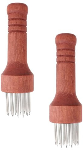Ipetboom Ablandador de Carne Inoxidable 2 Piezas Mango de Madera Herramienta para Machacar Carne de Cerdo Pollo y Pescado para Cocina