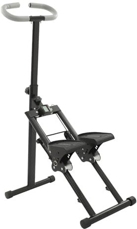Faltbarer Treppensteiger - Treppentrainer für Home Gym mit Zähler ohne Batterie, 220 lbs Tragkraft, rutschfeste Pedale & Verstellbarer Griff, Kompakt & Schwarz