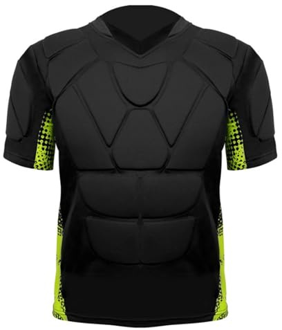 Camiseta de compresión acolchada para hombre, manga corta, secado rápido, protección contra golpes, deportiva, protección completa, camiseta de compresión para fútbol, baloncesto, rugby, hockey sobre