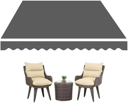 Tessuto di Ricambio per Tende da Sole 2.0m 2.5m 3.0m 3.6m 4m 5m, Ricambio per Tende da Sole Retrattile Manuale, Telo di Ricambio per Tende da Sole con Mantovana(Grigio,200x150cm)