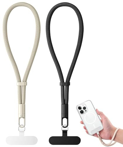 BeoTnp 2Pcs Phone Wrist Strap, Black Lanyard with Phone Chain Strap, Wrist Strap Anti Theft for Outdoor Activities, Travel and Daily Use, Can be used as shopping and travel supplies