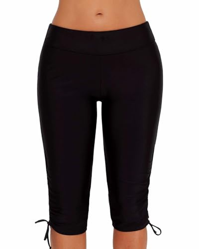 ECUPPER Womens Swimming Leggings Shorts Knee Length Capris Swimsuit Pant Plus Size Swim Bottoms