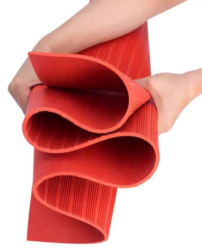 High Voltage Insulated Rubber Mat - Available in 3/5/6/8/10 mm Thickness - Electrical Switchboard Safety Flooring, Fusebox Protection Pad Roll(Red,1mx1mx6mm (3'x3'x1/4))