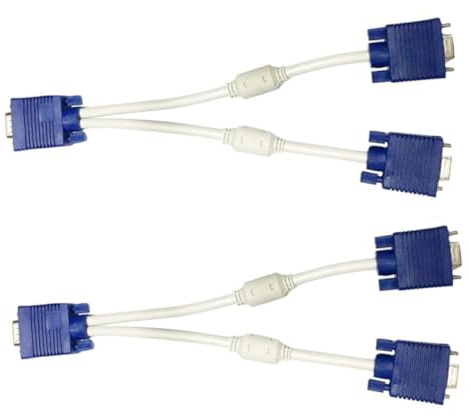 TOGEVAL 2 Piezas Cable Divisor Vga Entrada Salidas para Duplicación de Pantalla sin Pérdida Señal Adaptador Video Vga Compatible Monitor
