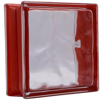 Basic Glasbaustein Wolke Reflex Signalrot, 19x19x8 cm - 6 Stück