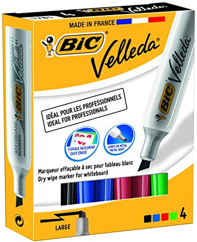 Bic 119900178 Whiteboard-Marker (Keilspitze, Strichbreite 3,5 - 5,5 mm) 4 Stück farblich sortiert