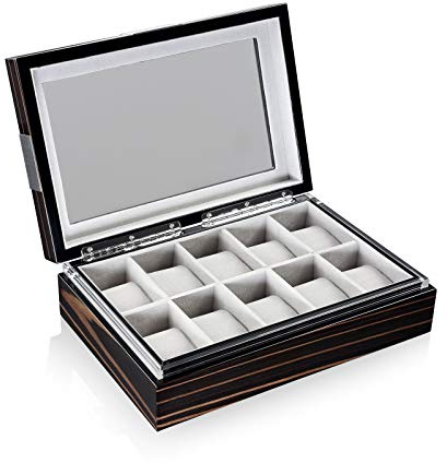 HEISSE & SÖHNE SEIT 1976 Uhrenbox mit Sichtfenster Executive 10 - Makassar